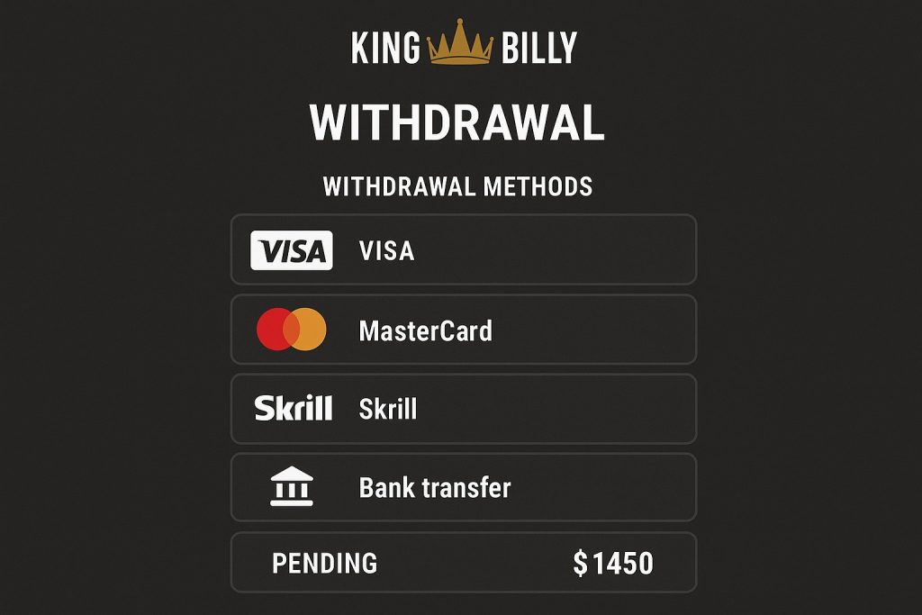 king billy withdrawal screenshot