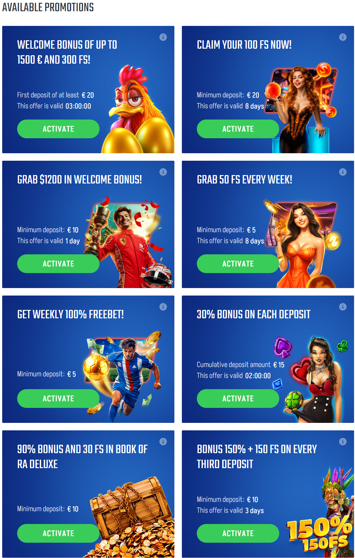 Winnita casino bonus activation list