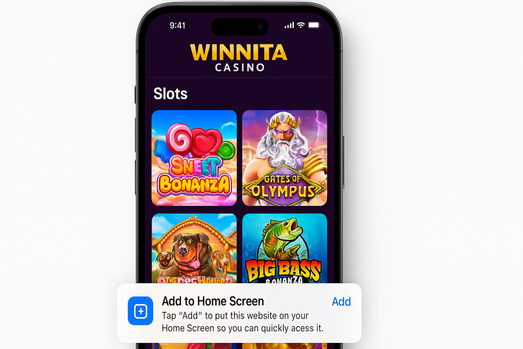Winnita casino Add To home scrren