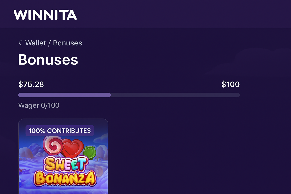 Winnita Casino Bonus Progress Bar