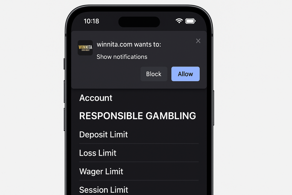 Browser permission sheet for notifications