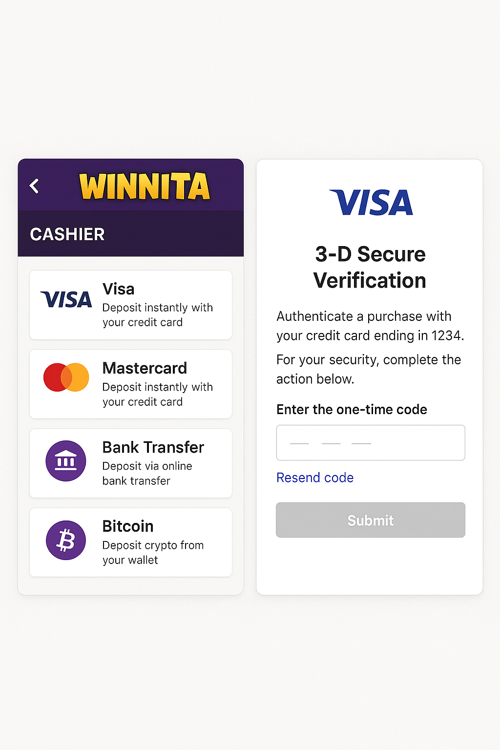winnita casino method list with brief descriptors